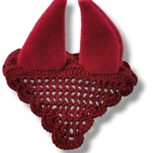 nauszniki a4, kolor bordowy. wykonane na szydełku, uszka z polaru