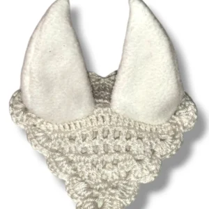 nauszniki a5, kolor biały. wykonane na szydełku, uszka z polaru